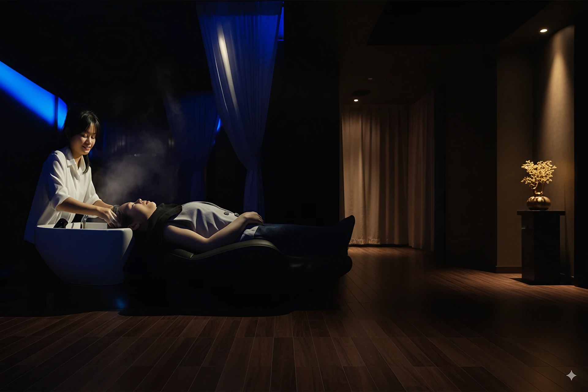 A head spa treatment at Birthree CHAMPACA