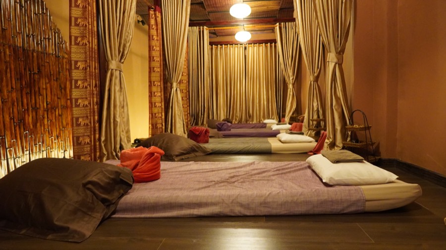 The lantern-lit Thai massage room
